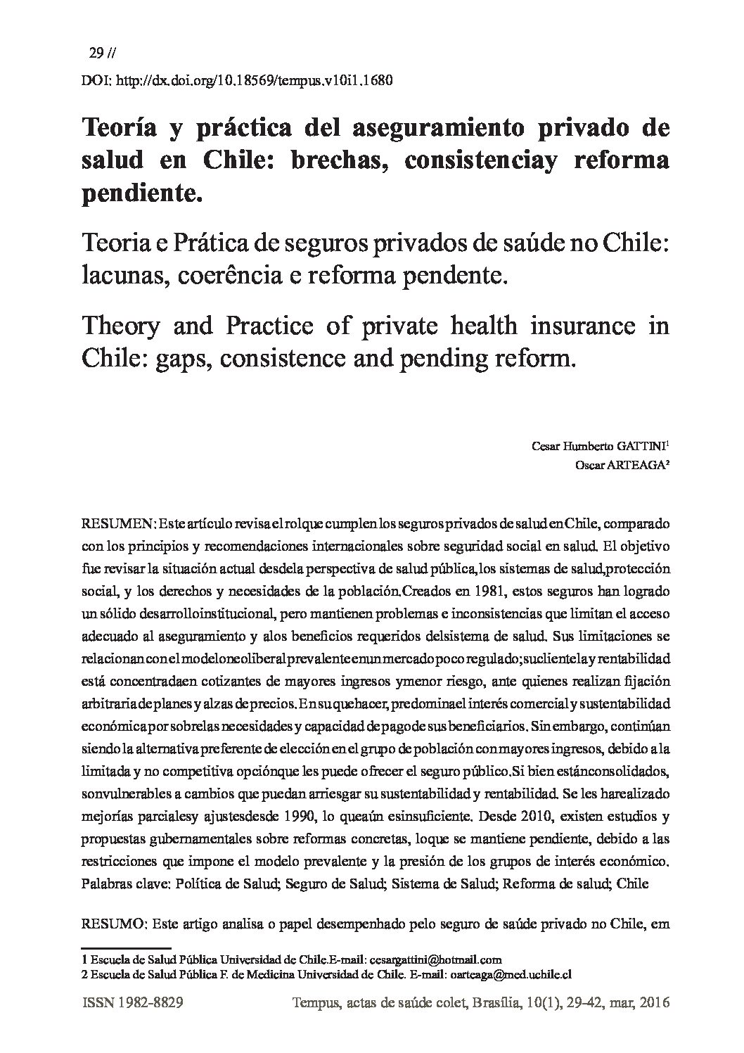 Artculo Sistema Privado Chile 1 Observatorio Chileno de Salud Pública